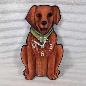Pink Cloud Dog Clock Golden Retriever Tara Bandana Tested & Works Hanging Wall